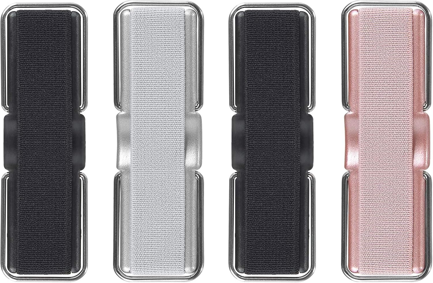 Phone Strap, CISID 4 Pcs Phone Finger Holder Back of Phone Grip with Stand Suitable for iPhone Samsung and Most Smartphones(Black Black Silver Rose Gold 4PCS)