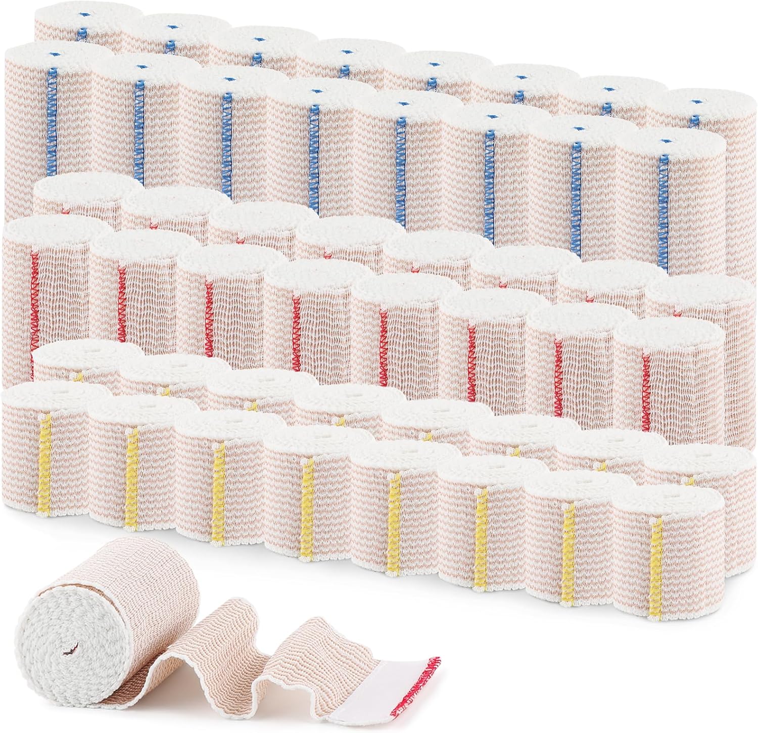 48Pcs Elastic Bandage Wrap with Self Closure on Both Ends, 2 Inch 3 Inch 4 Inch Athletic Stretchable Bandage Wrap, Compression Wrap Bandage for Legs, Knees, Ankles, Wrists, Elbows, Shoulders