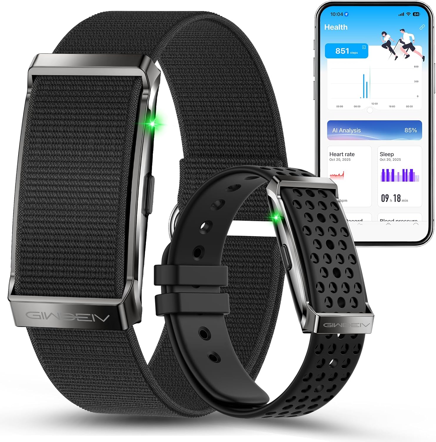 Smart Bracelet for Men Women,24/7 Activity & Fitness Trackers Band,Sleep Tracking/Heart Rate/Blood Pressure/ SpO2/ Steps Monitor,170+ Sport Modes Smart Wristband with Free APP 2 Bands -Black