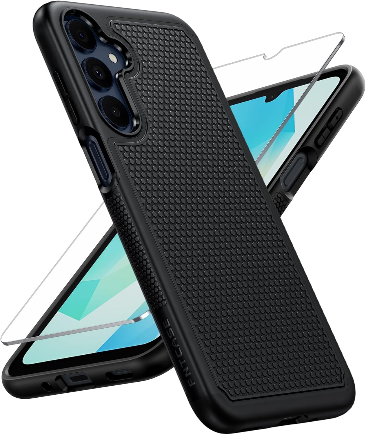 FNTCASE for Samsung Galaxy A16-5G Case: Dual Layer Protective Heavy Duty Cell Phone Cover with Non Slip Textured Back – Shockproof Rugged Military Grade Drop Protection Bumper Tough Black