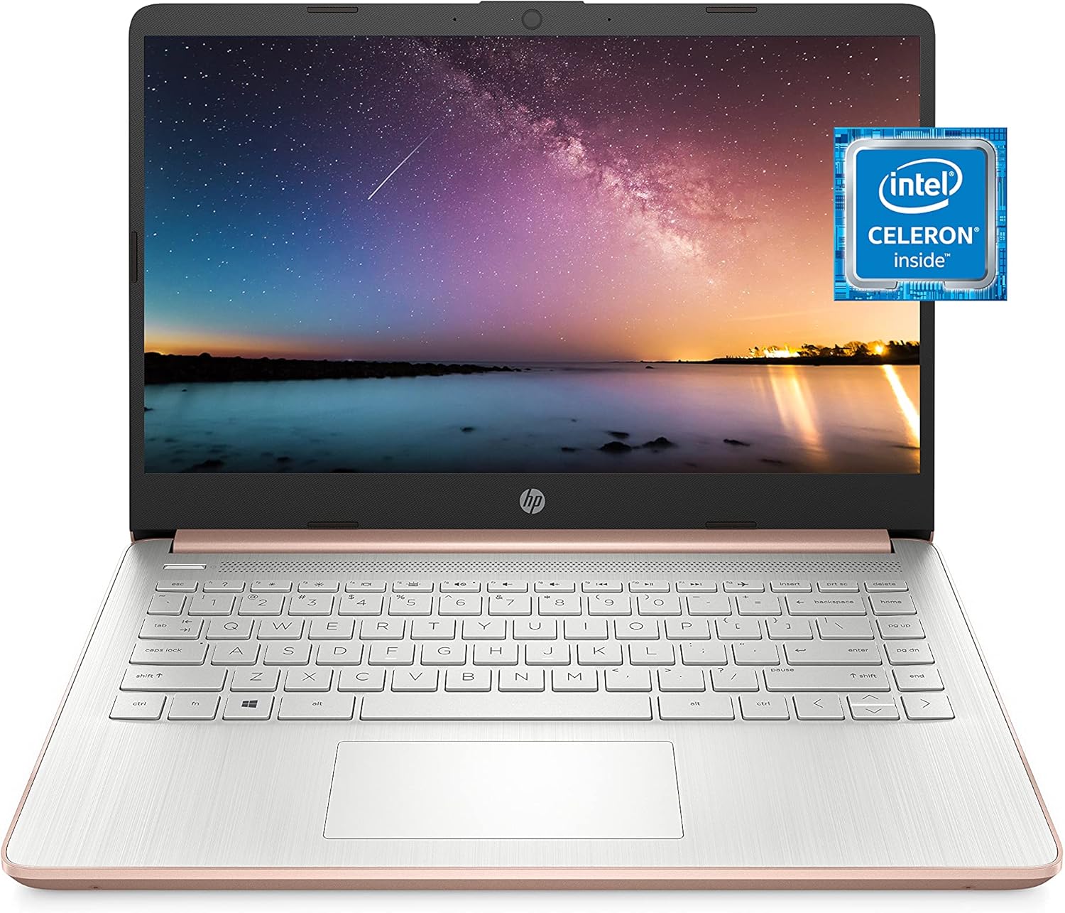 HP 14-dq0030nr 14 Laptop, Intel Celeron N4020, 4 GB RAM, 64 GB Storage, 14-inch Micro-edge HD Display, Windows 11 Home, Thin & Portable, 4K Graphics, One Year of Microsoft 365 (2021, Pale Rose Gold)