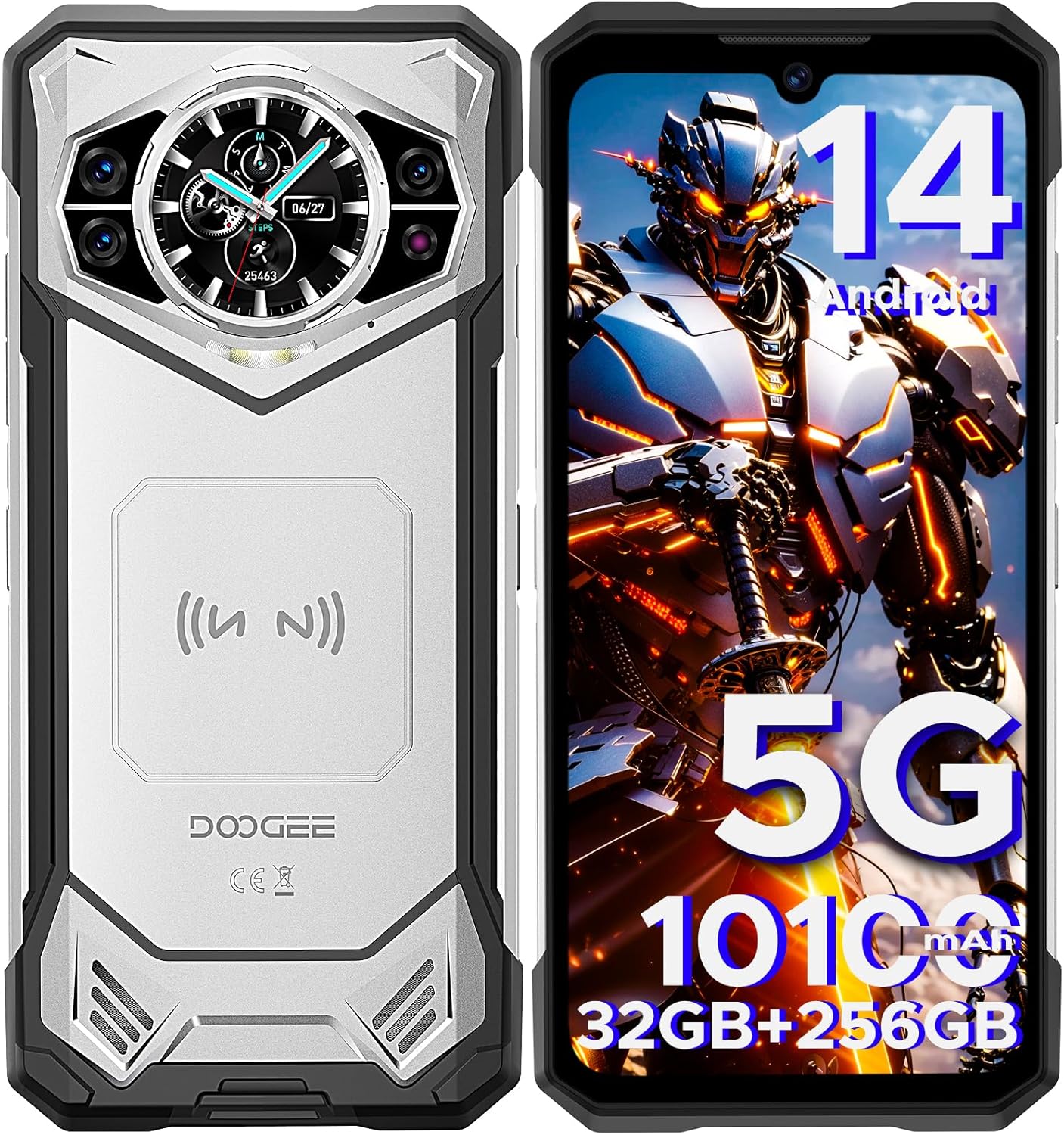 DOOGEE S200 5G Rugged Phone with 6.72” FHD+1.32″ Dual Screen,10100mAh/33W Rugged Phone Unlocked,32 GB+256 GB/2TB Rugged 5g Smartphone Unlocked,100 MP Camera/Fingerprint ID/Face Unlock/NFC