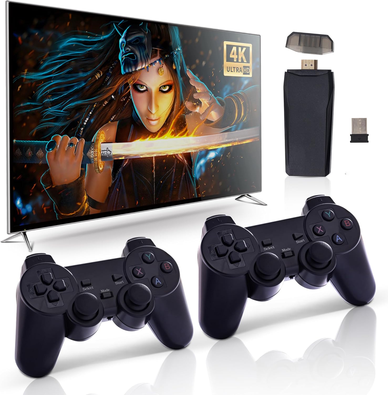 Wireless Retro Game Console, 25000+ Games Built-in, 4K HDMI Output, 9 Emulators, Dual 2.4GHz Wireless Game, Plug and Play Video Games