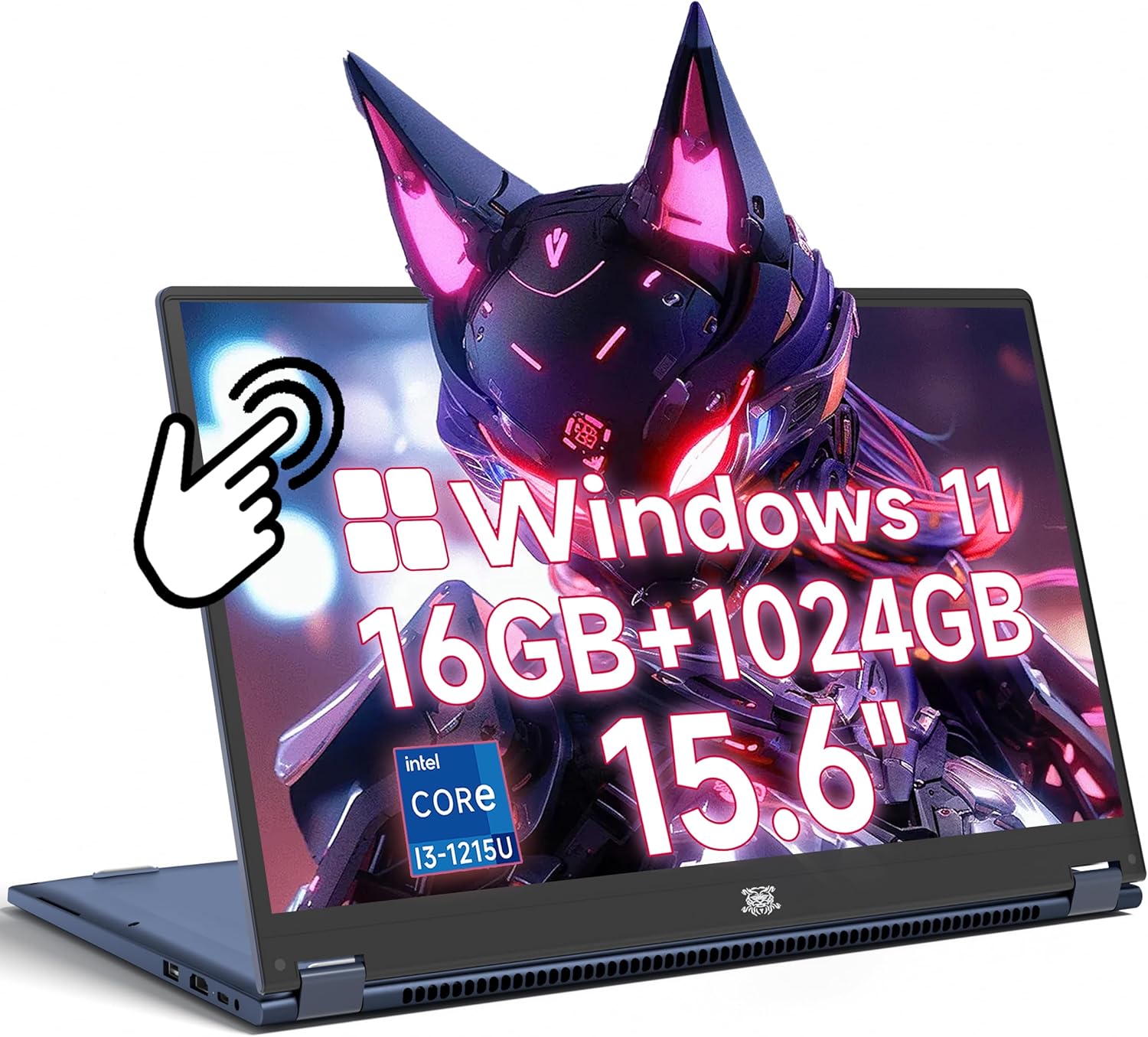 THEYETI 15.6 Inch 2 in 1 Gaming Laptop Computer 12GB RAM 512GB SSD, 12th Gen i3-1215U Processor, 1920 x 1080 IPS Touchscreen Yoga Convertible Laptop with HDMI, Type C, Supports 360° Folding