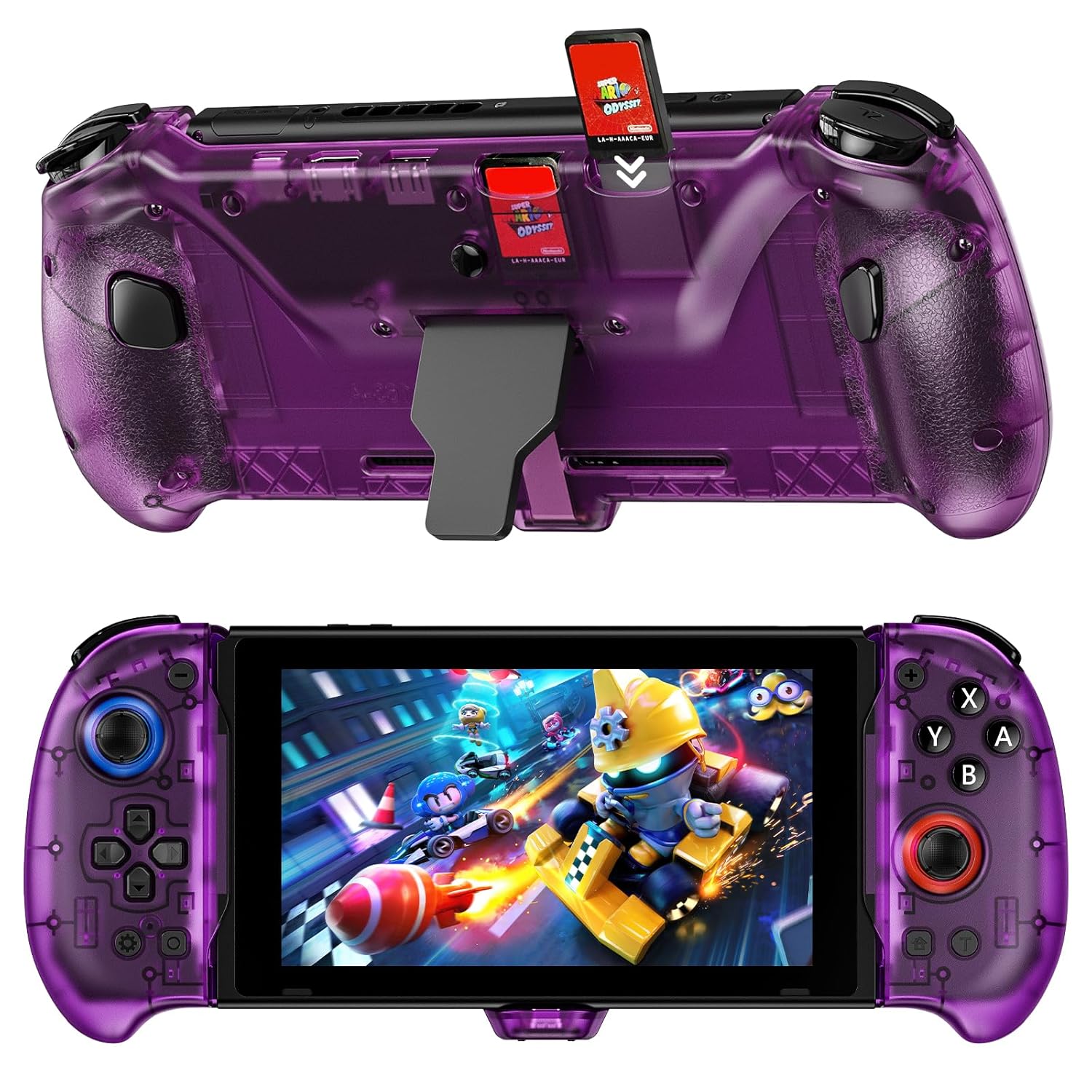 NexiGo Hall Effect Gripcon with Kickstand and HDMI Out for TV Docking, Hall Sensing Joystick for Switch/Switch OLED, Handheld Mode, 4K/1080P Supported HDMI and USB 3.0 Port, Purple
