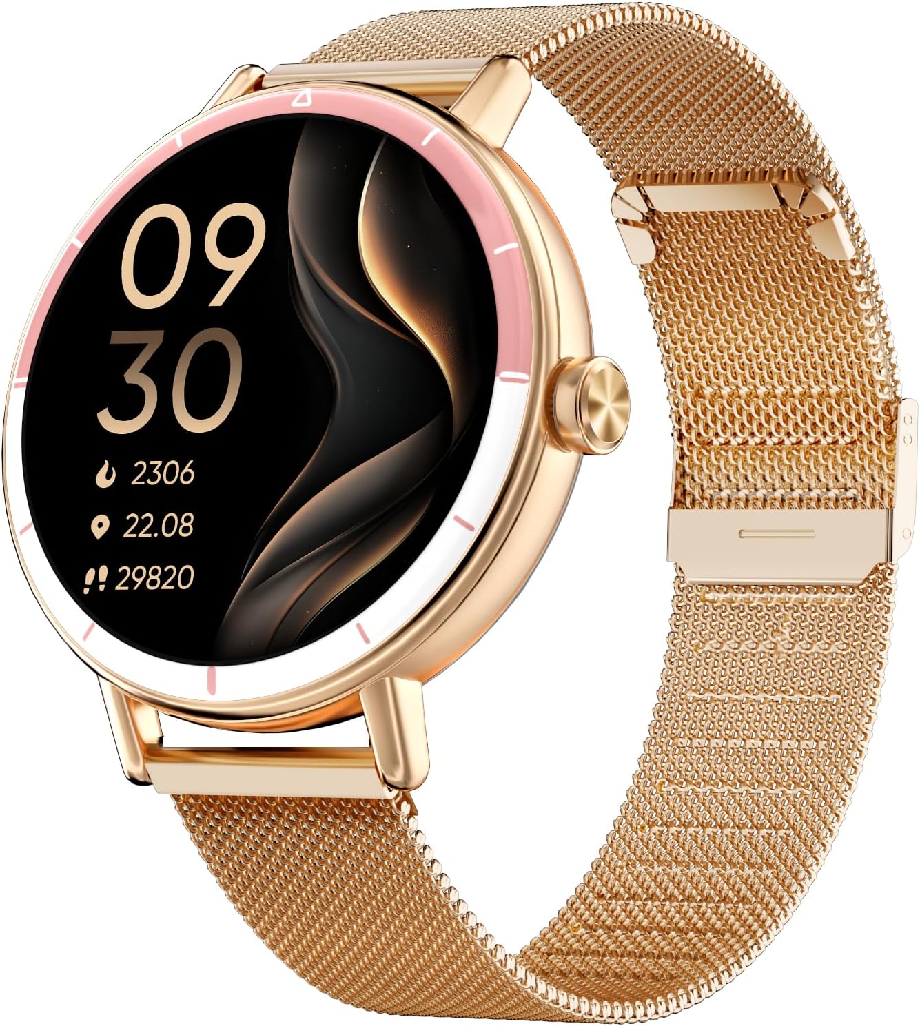 TOOBUR Smart Watch for Women with Two Bands, Fitness Tracker Watch, Heart Rate Monitor, Step Counter, Android & iOS Phones Compatible, Answer/Make Calls, HD Touchscreen, IP68 Waterproof, Rose Gold