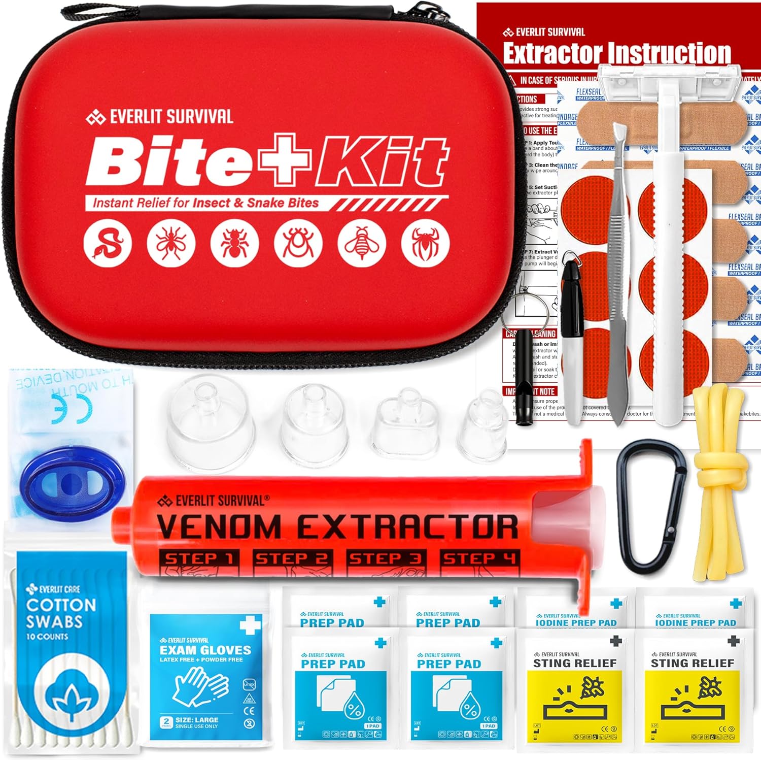 EVERLIT Bee Sting & Snake Bite Kit with Venom Extracto Pump, Essential First Aid Supplies, Insect Bug Outdoor Emergency Safety Kit for Hiking Backpacking Camping Fishing Travel