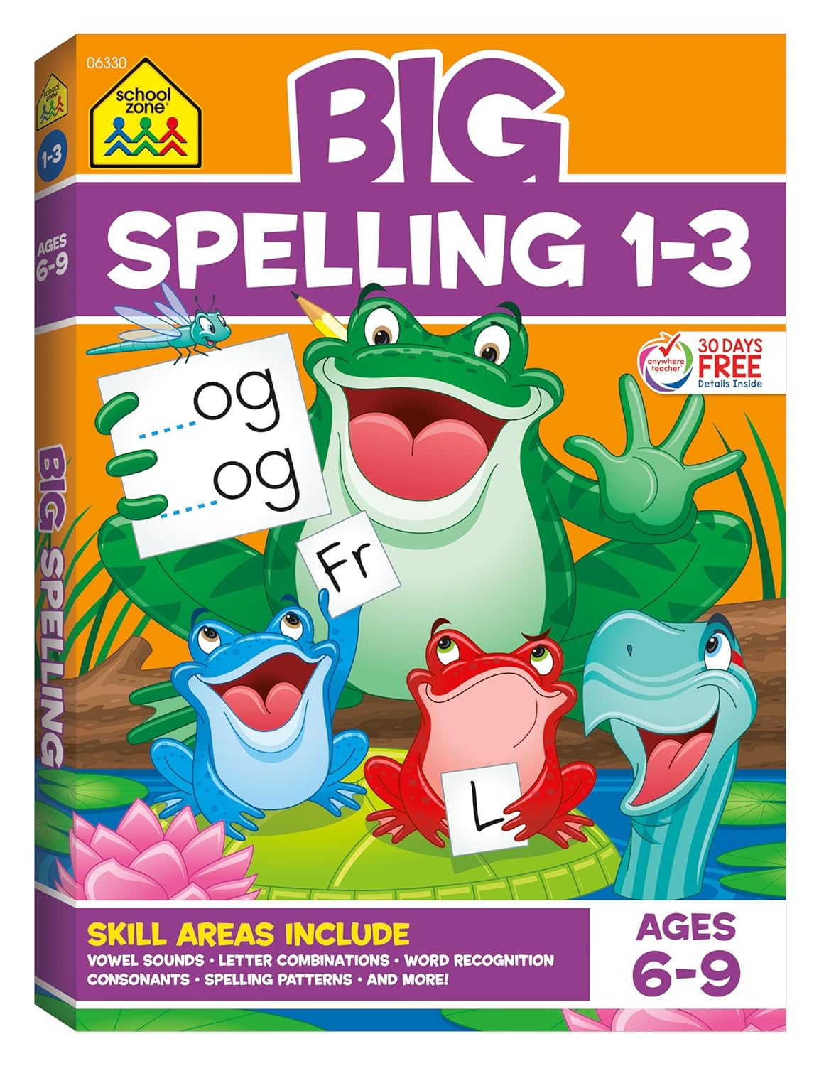 School Zone Big Spelling Grades 1-3 Workbook: 320 Pages, 1st Grade, 2nd Grade, 3rd Grade, Letter Sounds, Spelling Patterns, Word Recognition, Ages 6-9 (School Zone Big Workbook Series)