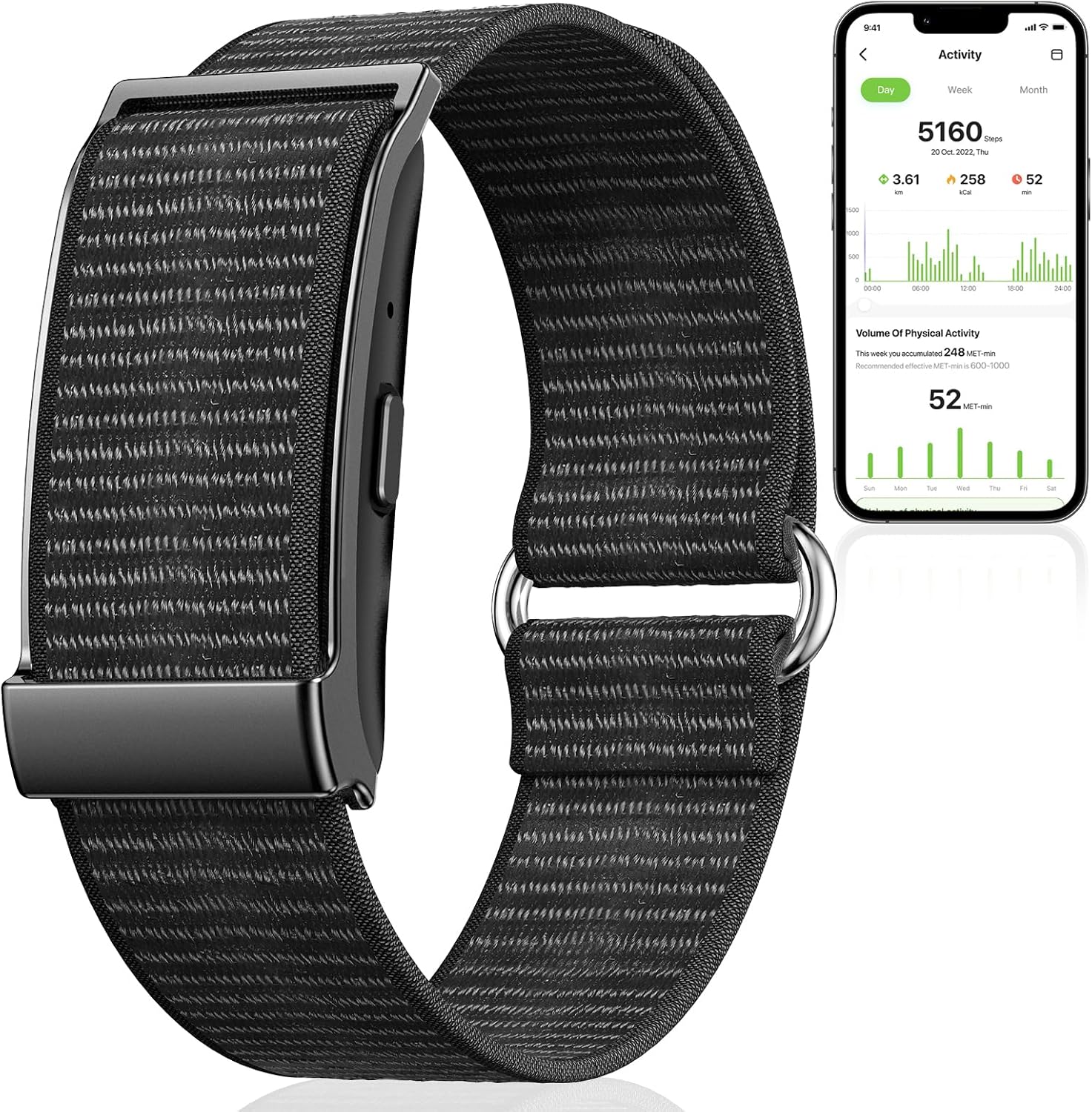 Smart Bracelet,Health and Fitness Tracker,24/7 Heart Monitor & Sleep Tracker, Multi-Sport Tracker Wristband with Free APP (Black)