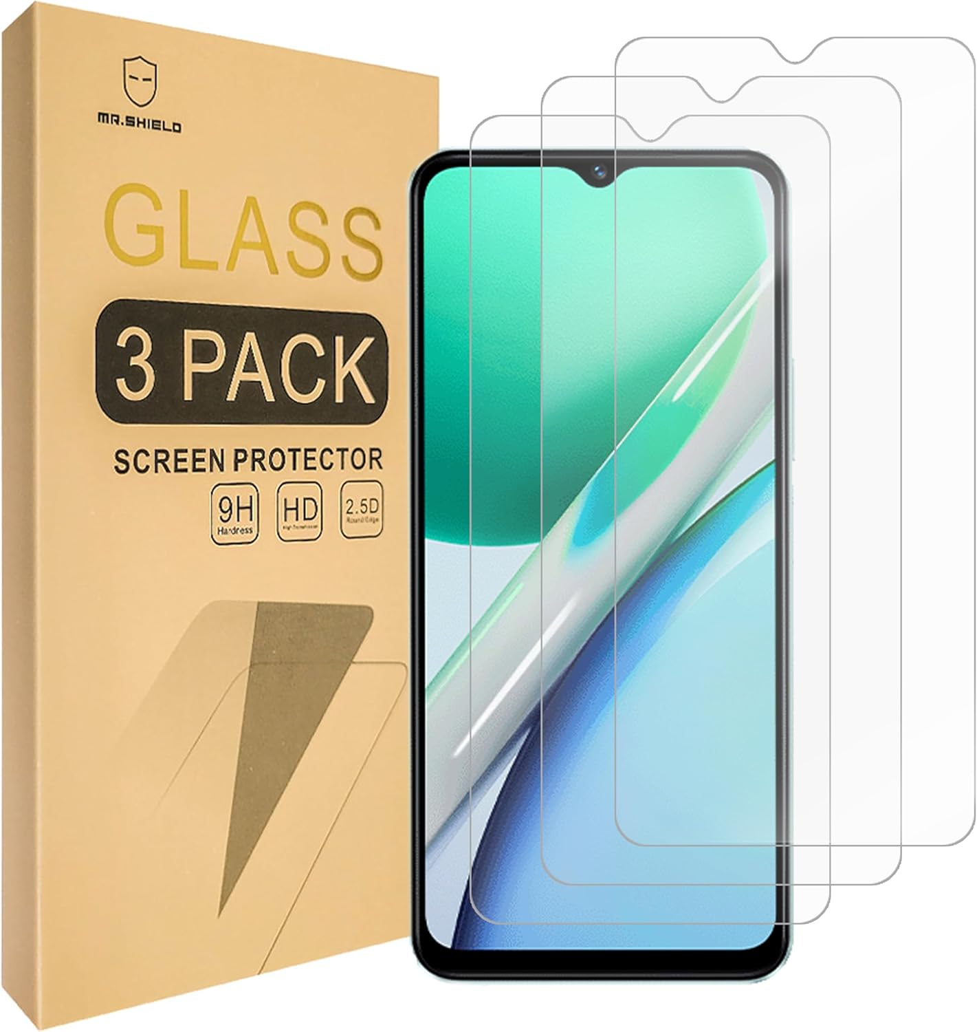 Mr.Shield Screen Protector compatible with Vivo Y18/ Y18e / Y03 / Y28s 5G / Y36t 4G / T3 [Tempered Glass] [3-PACK] [Japan Glass with 9H Hardness]