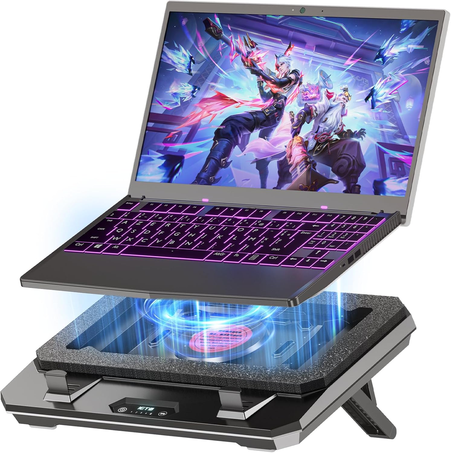 GT300 Upgraded Laptop Cooling Pad with Adjustable Stand, Turbo Boosted Cooler for Rapid Cooling 10-17inch Gaming Laptop, Flexible Sealing Ring，Featuring Air Filtration Adjustable clamp