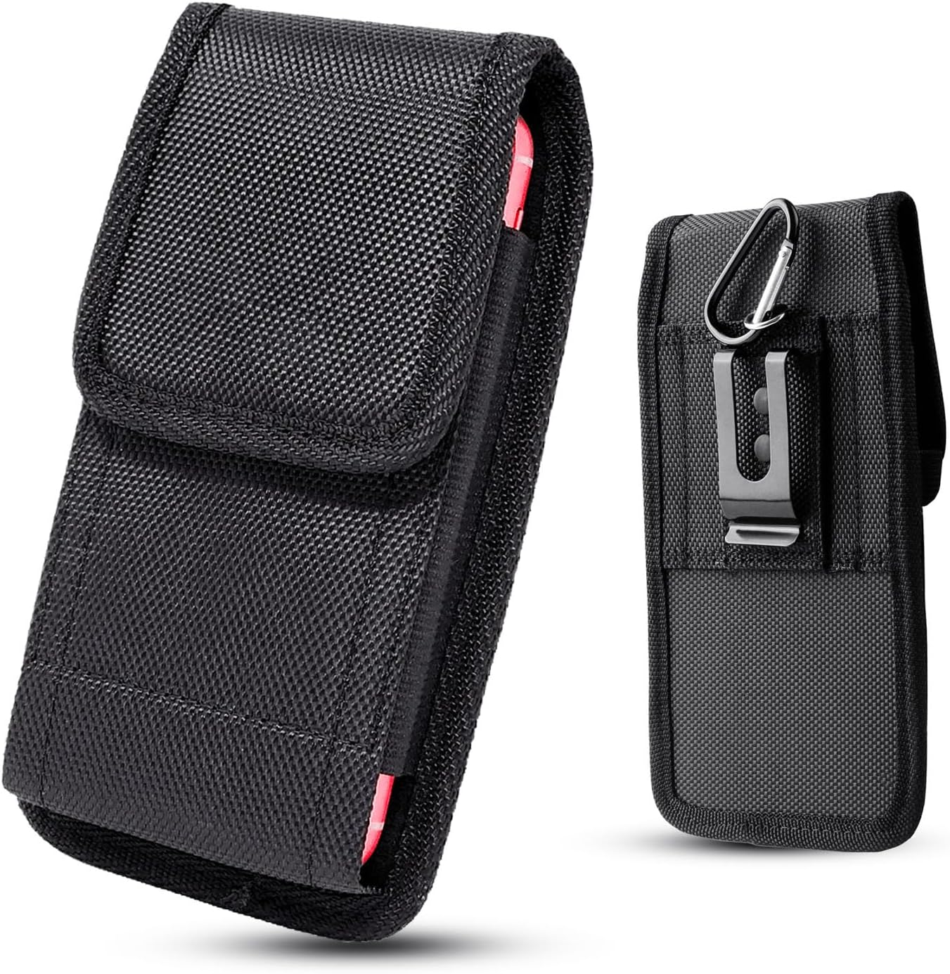 Universal Cell Phone Holster Pouch, Large Nylon Phone Case with Clip to Belt Loop Fit Most Smartphones for iPhone Samsung and More