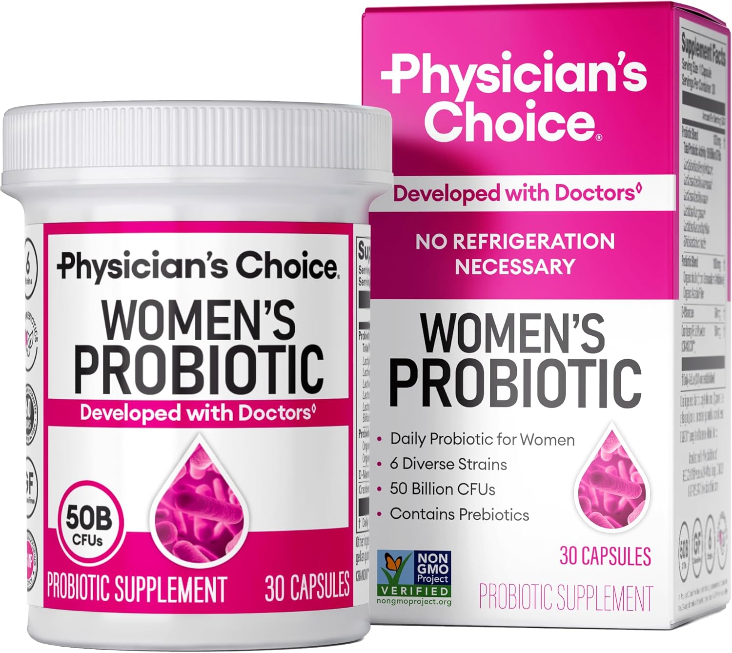 Physician’s CHOICE Probiotics for Women – PH Balance, Digestive, UT, & Feminine Health – 50 Billion CFU – 6 Unique Strains for Her – Organic Prebiotics, Cranberry Extract+ – Women Probiotic – 30 CT