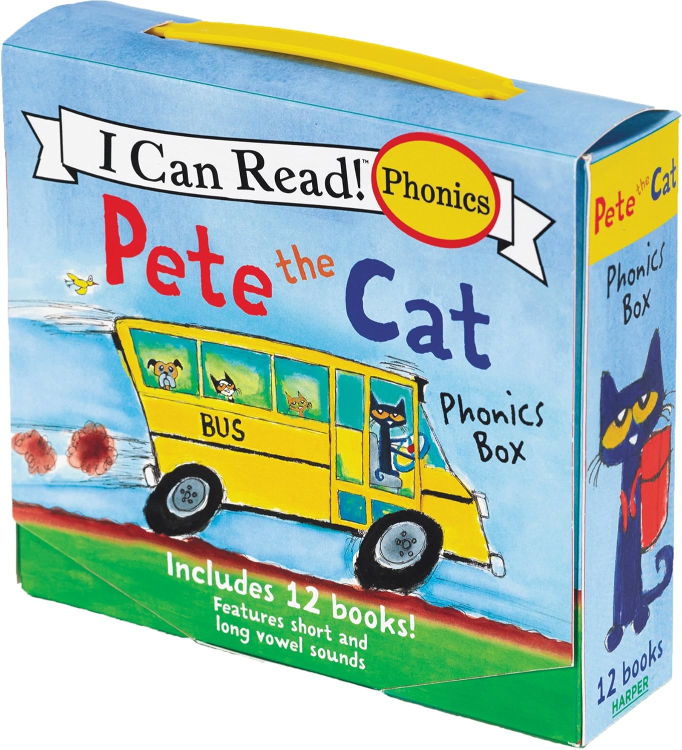 Pete the Cat 12-Book Phonics Fun!: A Box of 12 Mini-Books Featuring Short and Long Vowel Sounds (I Can Read Phonics)