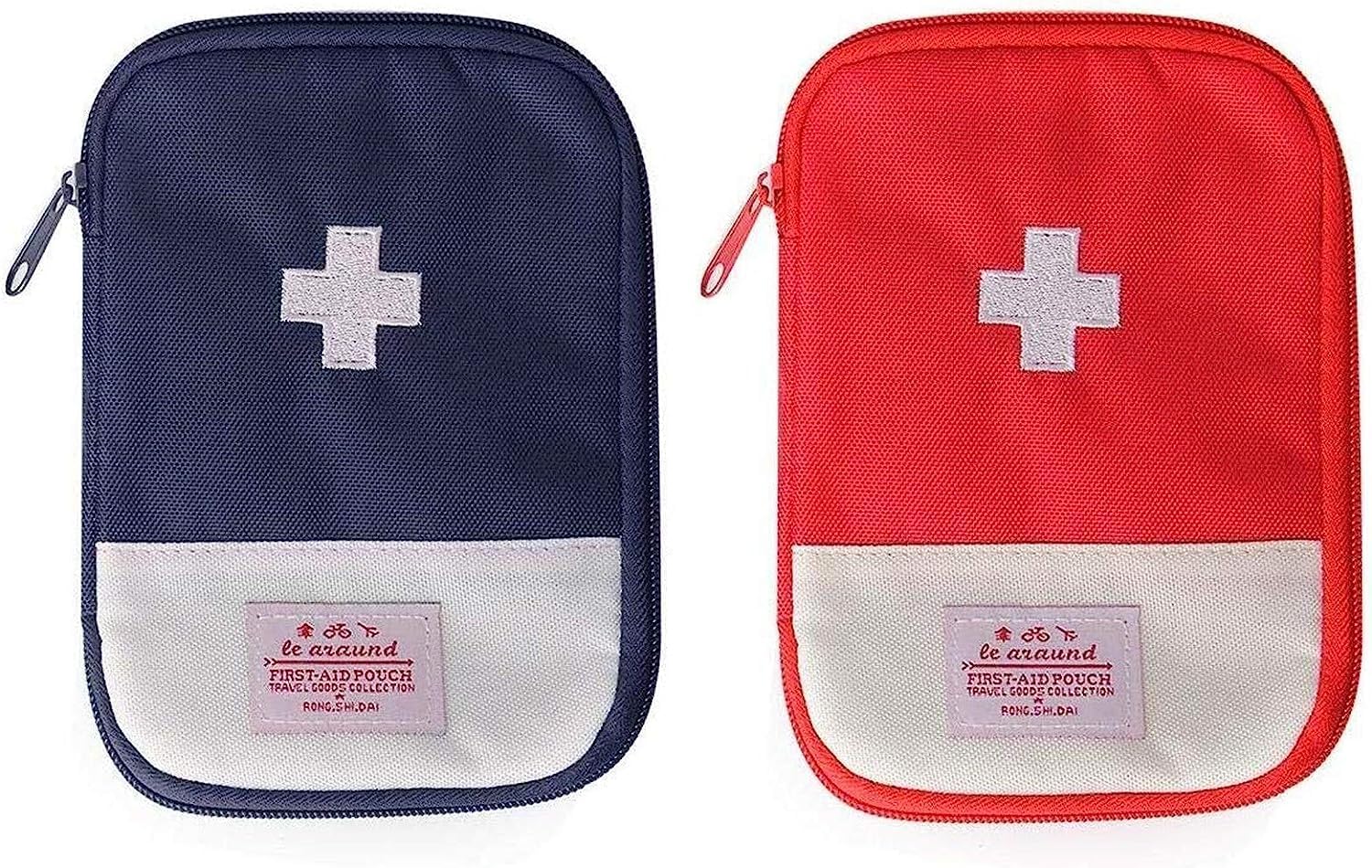 JIAKAI 2 Packs First Aid Bag,Empty First Aid Pouch,Mini Portable Medical Bag for Outdoor Camping Hiking Travel Emergency，Multifunction Emergency Medicine Storage Bag-7×5 inch