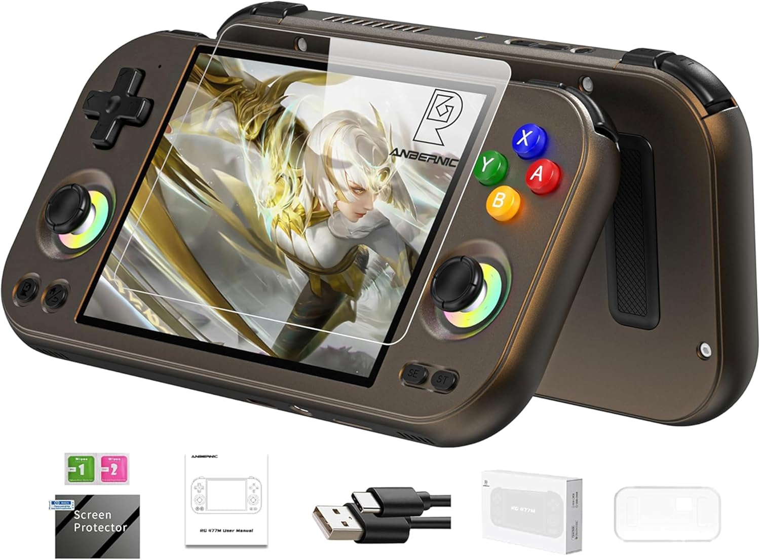 RG477M Retro Handheld Game Console , Aluminum Alloy CNC Dimensity 8300 Android14 System 4.7-inch Touch Handheld Game Console WiFi/Bluetooth Hall Joystick RGB Light 5300mah 12+ 256gb
