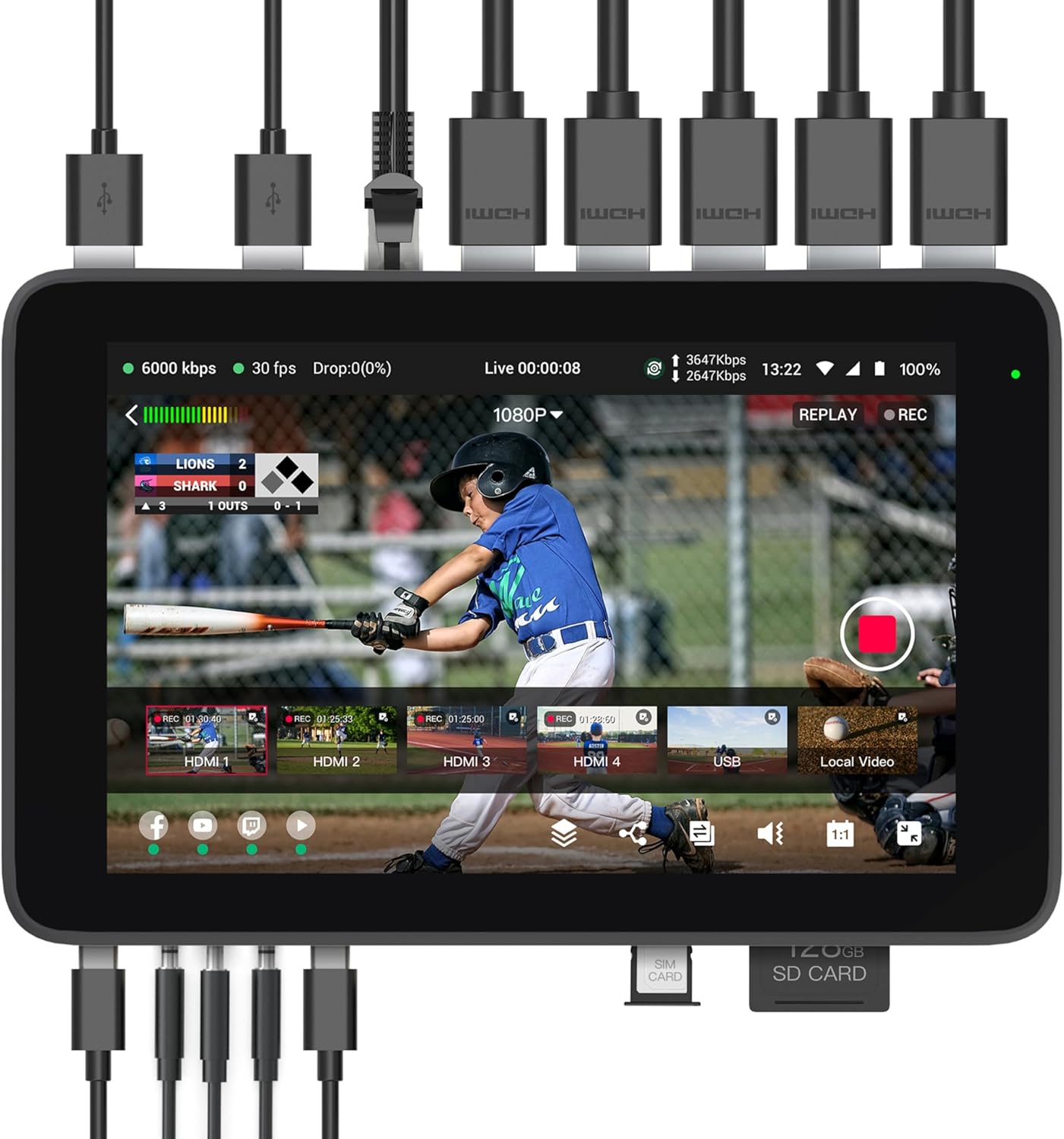 YoloLiv YoloBox Ultra, The Ultimate Horizontal/Vertical NDI Live Streaming Equipment, Switcher Monitor Encoder Recorder, for Facebook, YouTube, Instagram, Tiktok, RTMPS