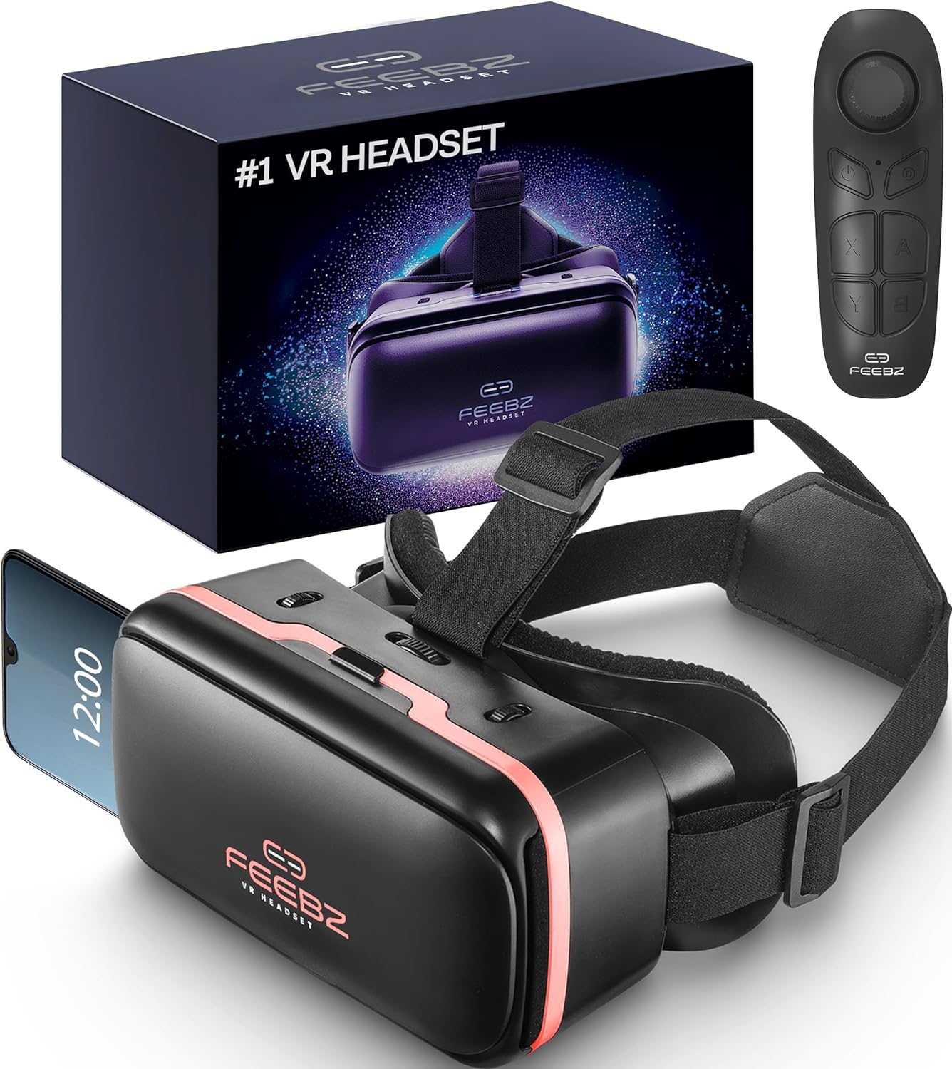 FEEBZ 3D VR Headset for Kids 2.0 + Android Remote – for iPhone & Android Phones | with 3D VR Videos & Apps Links | Virtual Reality Goggles Set for Beginners
