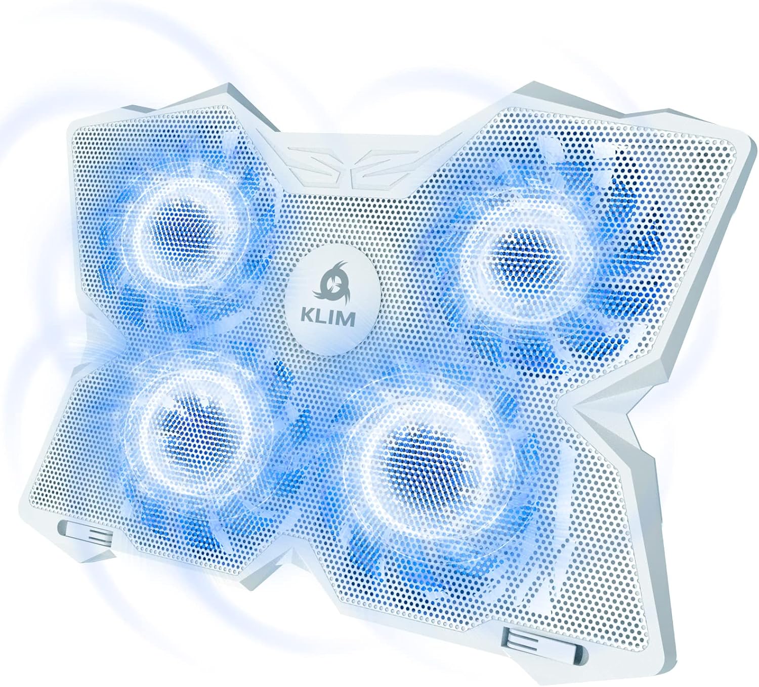 KLIM Wind Laptop Cooling Pad – More Than 500 000 Units Sold – New – The Most Powerful Rapid Action Cooling Fan – Laptop Stand with 4 Cooling Fans at 1200 RPM – USB Fan – PS5 PS4 – Full White