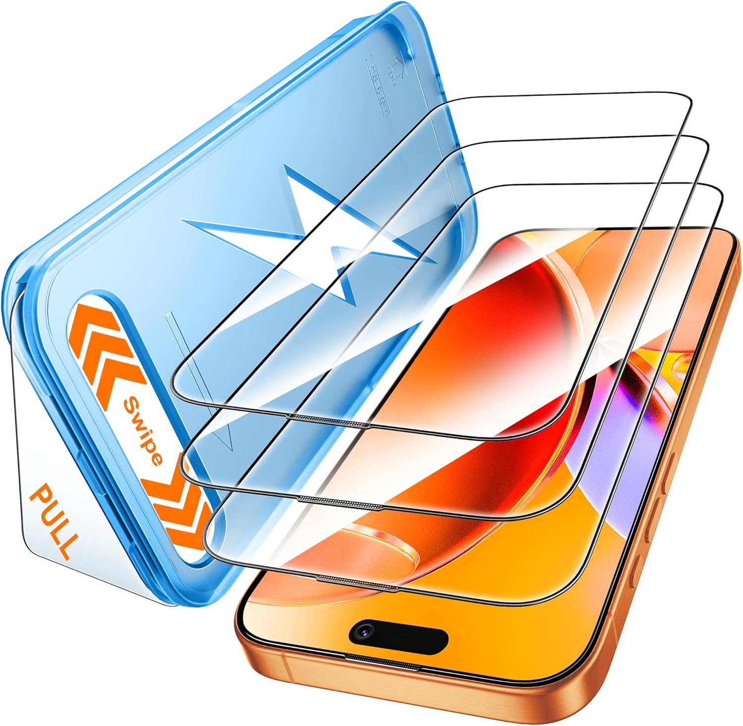 Mkeke for iPhone 17 Pro Screen Protector 3 Pack [9H+ Tempered Glass] [Military-Grade Drop Protection] [Easy Installation] Shockproof Full Edge Coverage 6.3 Inch 2025