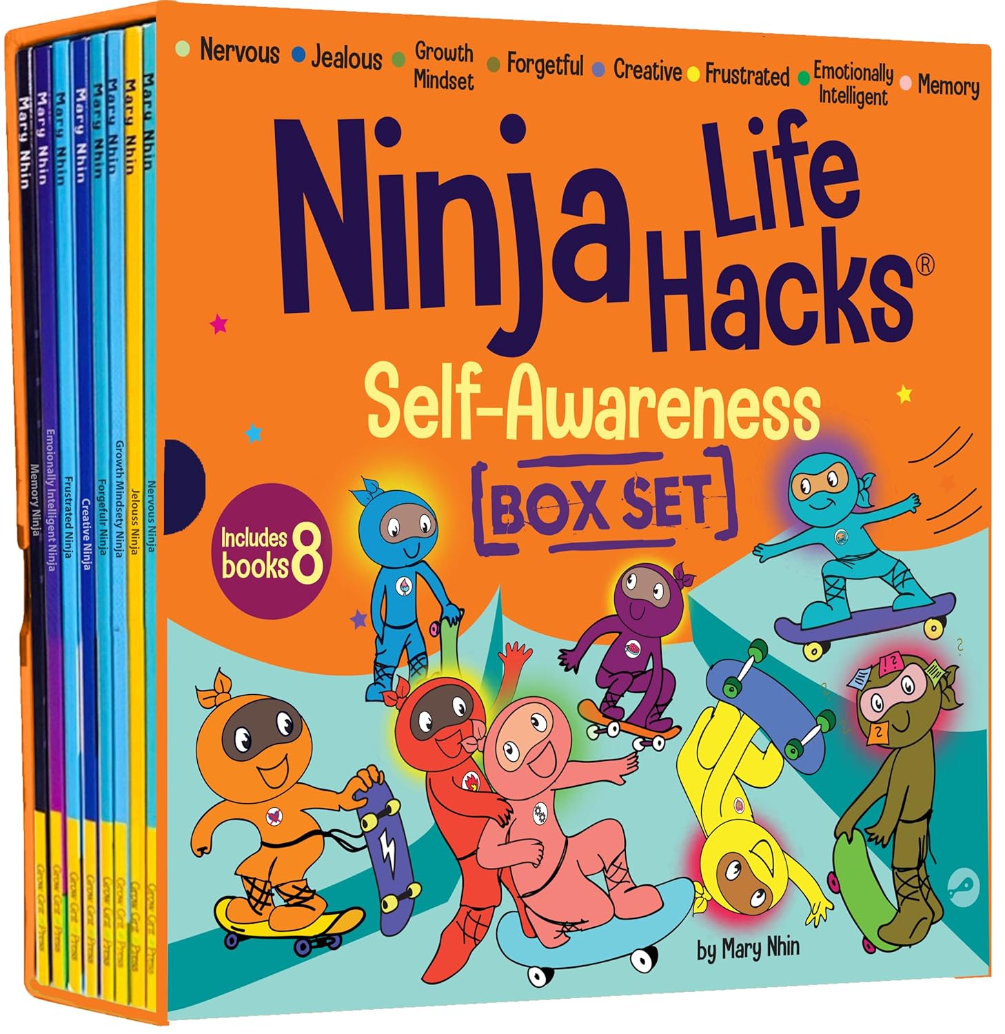 Ninja Life Hacks Self Awareness 8 Book Box Set (Books 41-48: Frustrated Ninja, Nervous Ninja, Jealous Ninja, Growth Mindset Ninja, Forgetful Ninja, … Emotionally Intelligent Ninja, Memory Ninja)