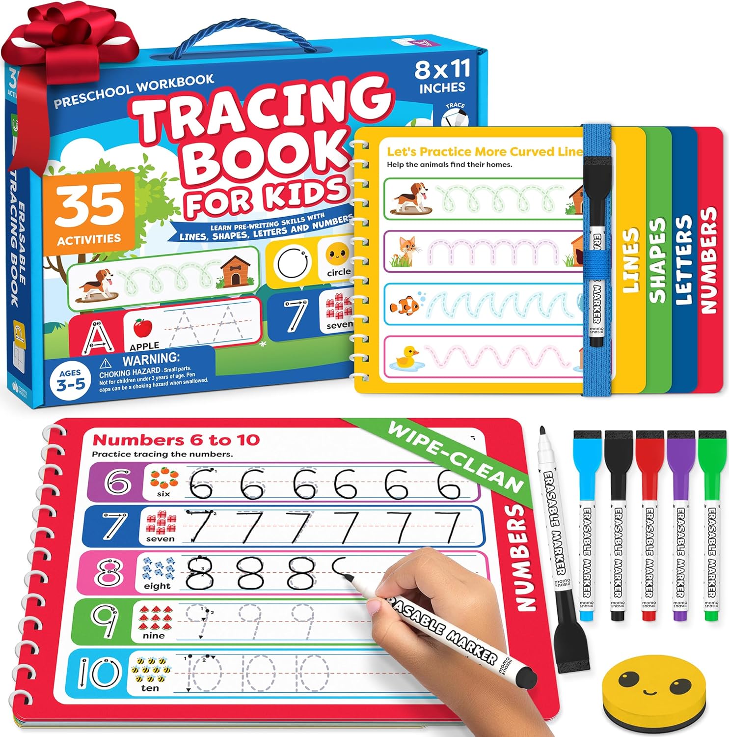 Preschool Learning Activities – Tracing Books for Kids Ages 3-5 – Toddler Handwriting Practice – Letter Tracing for Kids Preschool Kindergarten 3-4, 4-5 – 3 year old boy gift – Gifts for Grandkids