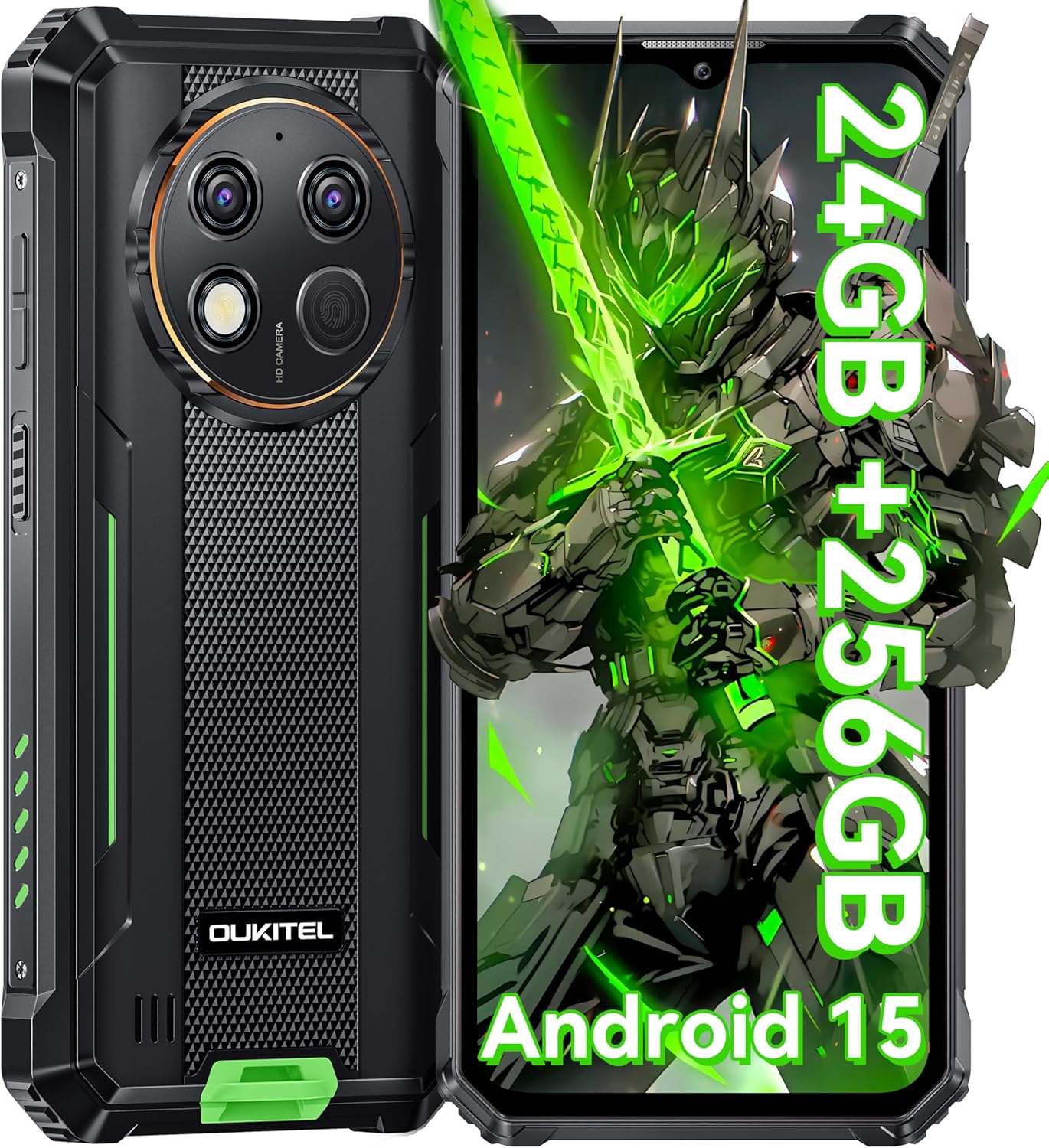 OUKITEL G1 Rugged Smartphone Unlocked – 24+256GB/1TB Android 15 Rugged Cellphones, 6.52” HD Display IP68/IP69K 10600mAh Battery 48MP Rear Camera Waterproof Phone, Fingerprint/Dual Sim/NFC 2025