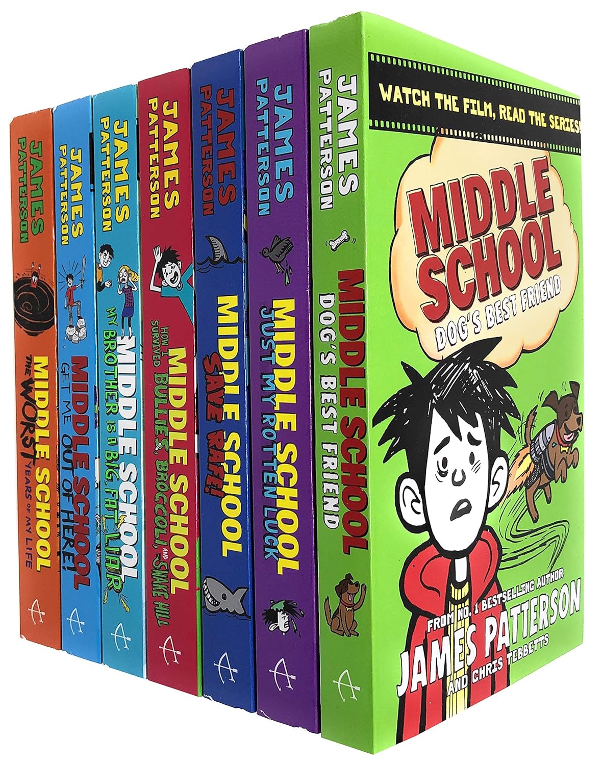 Middle School 7 Books Collection Set by James Patterson (Dogs Best Friend, Just My Rotten Luck, Save Rafe, My Brother Is A Big Fat Liar & MORE!)