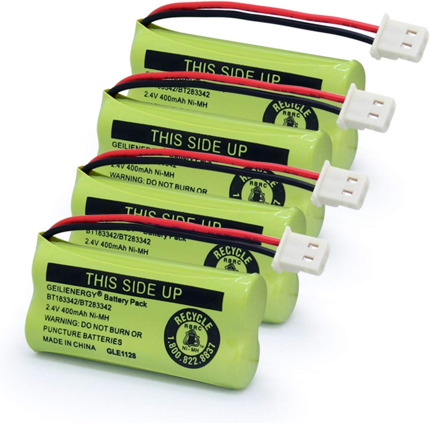 GEILIENERGY BT162342 BT262342 Battery Compatible with BT183342 BT283342 BT166342 BT266342 Vtech CS6114 CS6419 CS6719 with AT&T EL52300 CL80112 CS6719-2 Cordless Handsets (Pack of 4)