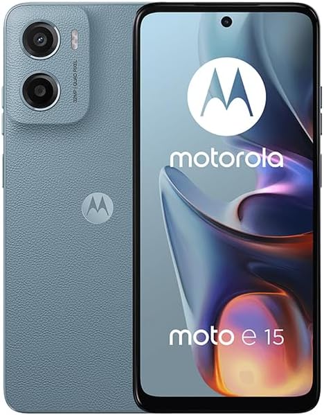 Motorola Moto E15 XT2523-8 Dual-SIM 64GB + 2GB RAM (GSM Only | No CDMA) Factory Unlocked (for Tmobile, Mint, Metro, Tello, Ultra) 4G/LTE Smartphone – (Blue)