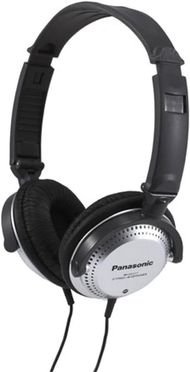 Panasonic Stereo Headphones On Ear Headphones with XBS Port, Integrated Volume Controller and Lightweight Foldable Design – RP-HT227-K (Black & Silver)