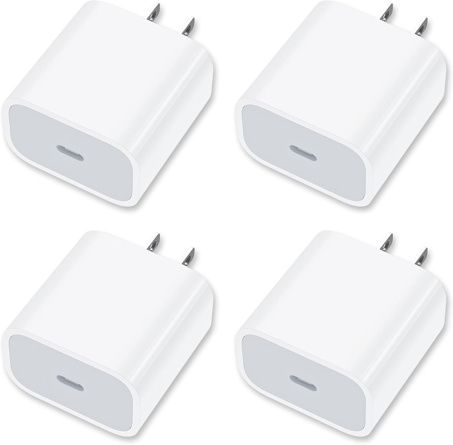 [4 Pack] USB-C Wall Charger, 20W USB-C Power Adapter Replacement for Phone 17/16/15/14/13/15 Pro/Pro Max/Plus/XS/XR/X,Galaxy, Pixel,i Pad and More