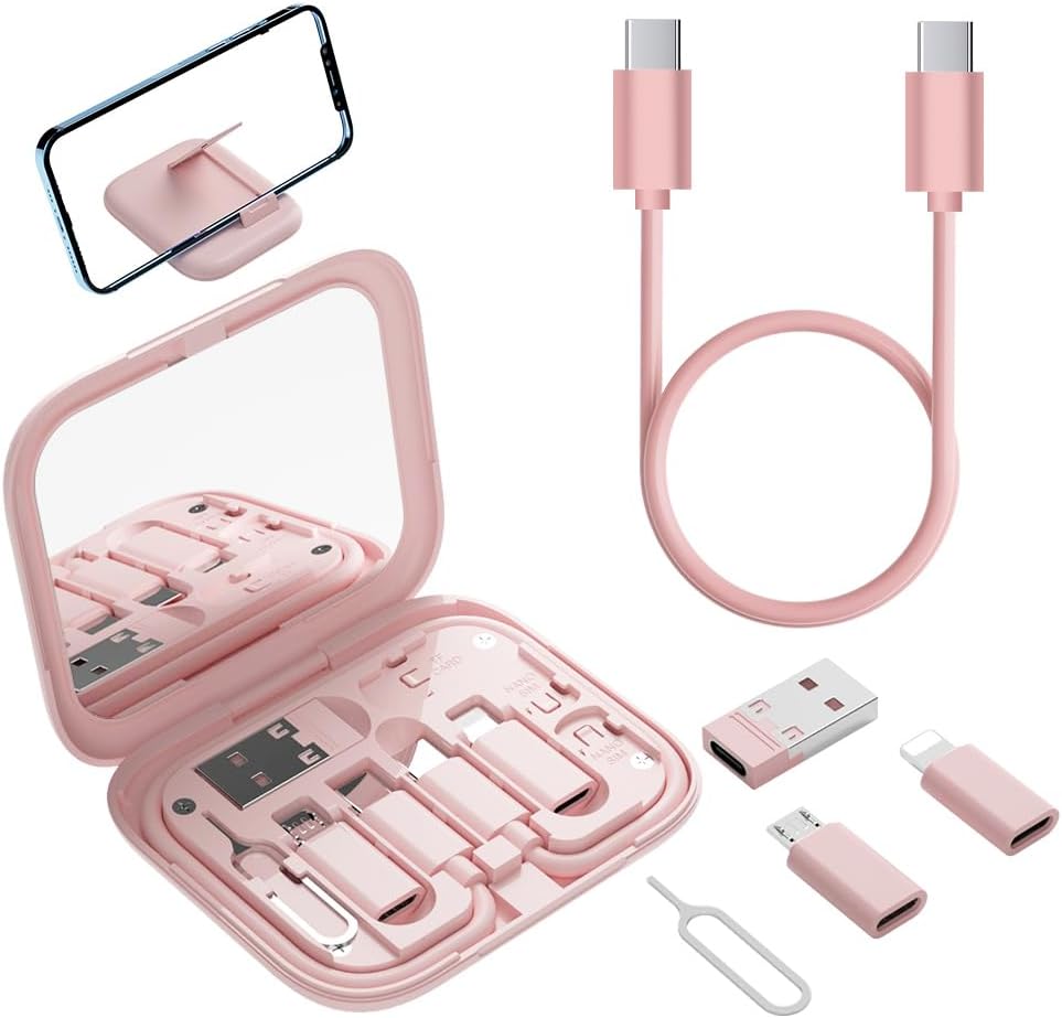 USB-C Adapter Kit for iPhone 16/17 Pro, Google Pixel & Samsung Galaxy – USB-A to C, Micro-USB to Type-C, Short USB-C Cable, OTG, Mirror Case