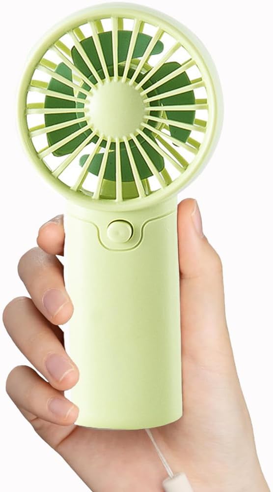Mini portable fan lightweight handheld fan, perfect for hiking, outdoor, office, and camping -green