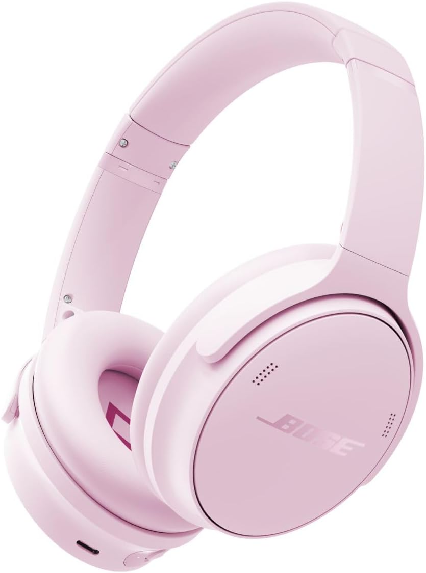 Bose QuietComfort Headphones – Wireless Bluetooth Headphones, Active Over Ear Noise Cancelling and Mic, USB-C Charging, Deep Bass, Up to 24 Hours of Playtime, Petal Pink – Limited Edition Color