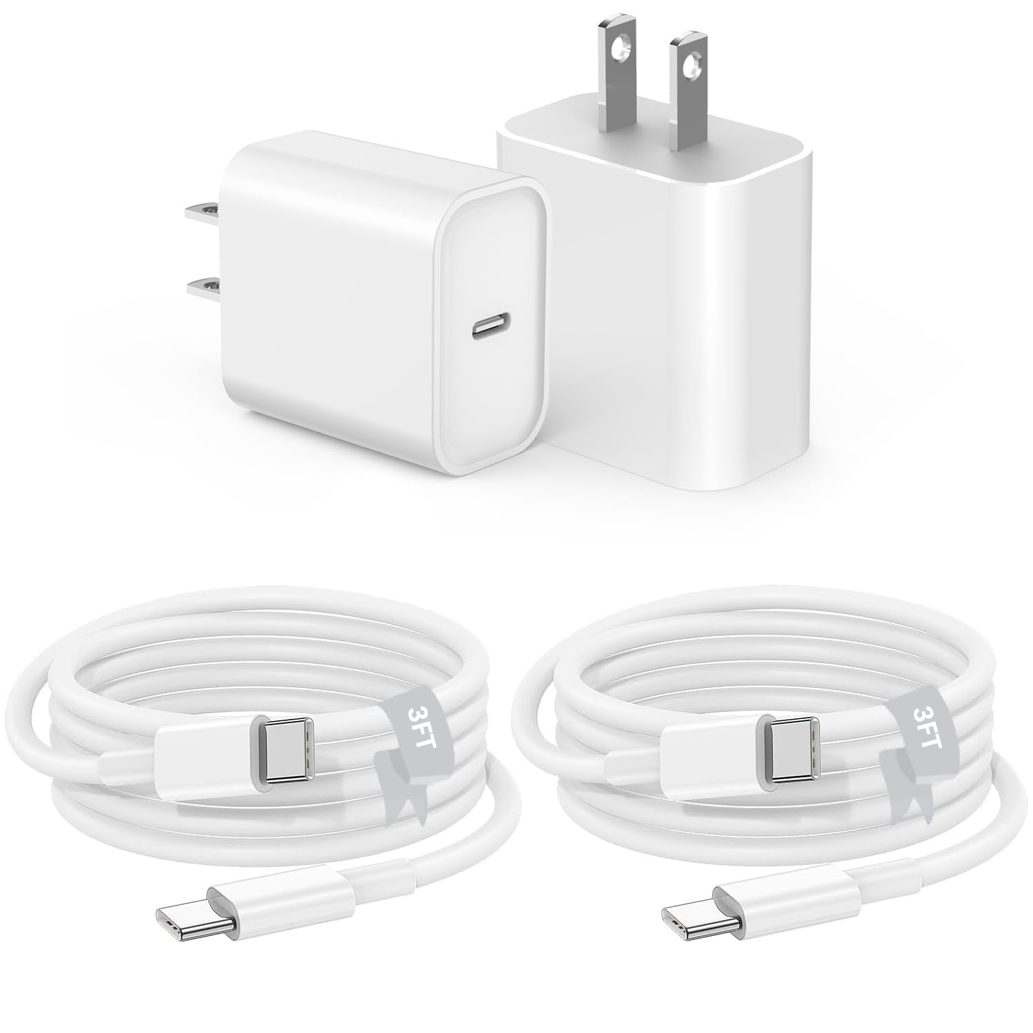 2Pack USB C Fast Charger for iPad Pro 13/12.9/11 in 2025-2018,iPad 11th,iPad Air 4th/5th 10.9″,iPad Mini 7th Generation,iPad Charger Fast Charging Wall Charger Block with 3FT USB C to C Cable