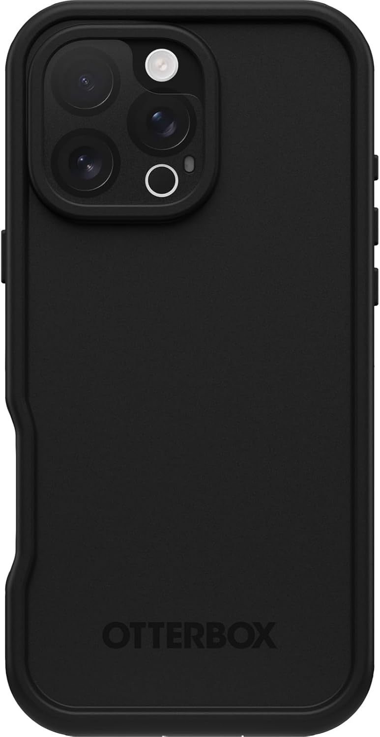 OtterBox iPhone 16 Pro Max FRĒ Series Waterproof Case with MagSafe (Designed by LifeProof) – Black, Waterproof, 60% Recycled Plastic, Sleek and Stylish