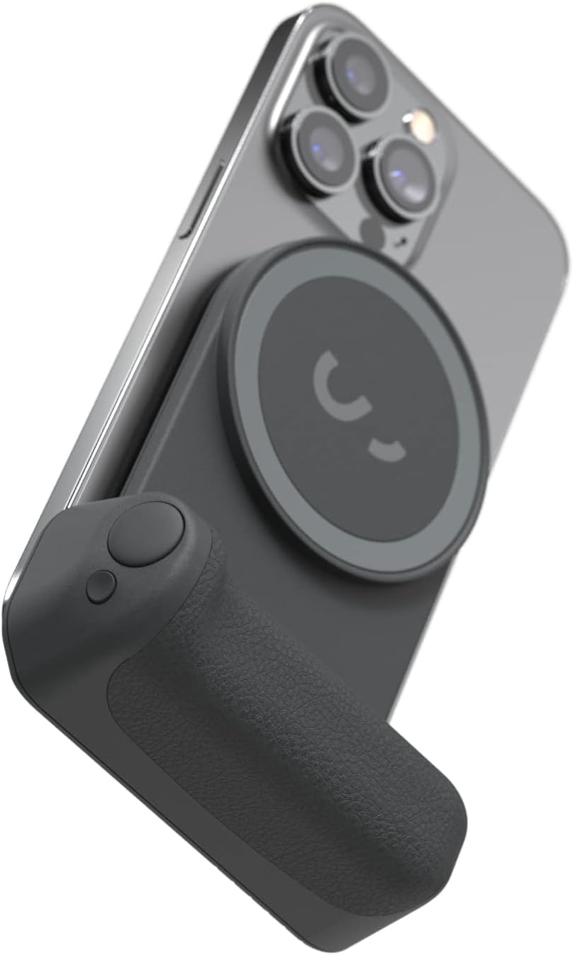 ShiftCam SnapGrip – Phone Camera Grip with Magnetic Mount, Wireless Shutter Button, Built-in Power Bank, Qi Wireless Charging & Tabletop Dock – Compatible with iPhone & Android – Midnight