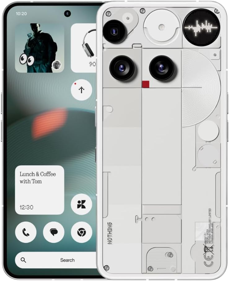 Nothing Phone (3) Cell Phone, 5G Unlocked Phones 512GB, Android 15, Snapdragon 8s Gen4, AI Mobile Phones with Four 50MP Cameras & AMOLED Display, 5150mAh, Glyph Interface, Smartphone White