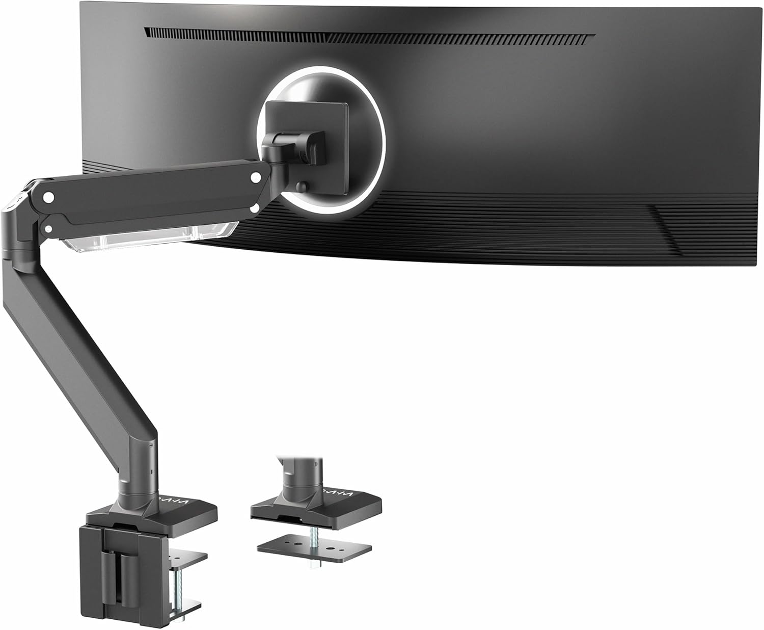 VIVO Premium Aluminum Monitor Arm for Ultrawide Screens up to 49 inches and 33 lbs, Heavy Duty Single Desk Mount, Pneumatic Height, Max VESA 100×100, Black, STAND-V101G1