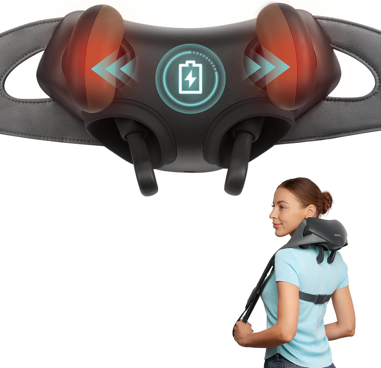 Etekcity FSA Eligible Cordless Neck Massager for Pain Relief Deep Tissue, Shiatsu Shoulder Massager with Heat, Massage Tools for Trapezius, Lymphatic Drainage, Relaxation Therapy, HSA Items, Cadeo