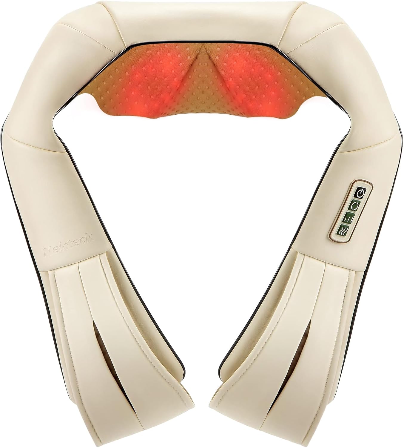 Nekteck Shiatsu Neck Massager with Heat for Pain Relief Deep Tissue, 2026 Upgraded 3D Back Shoulder Kneading Massage Pillow, Body Muscle Relaxation Tools Gifts for Him Her, Beige (NOT Cordless)