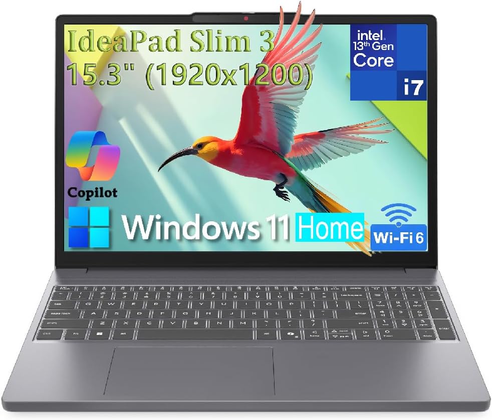 Lenovo 15″ Laptop Computer for Home Business, Intel 10-Core i7-13620H, WiFi 6, Bluetooth 5.2, FHD+ Copilot AI PC, Type-C, Luna Grey, Windows 11 Home (16GB DDR5 RAM, 1TB PCIe SSD)