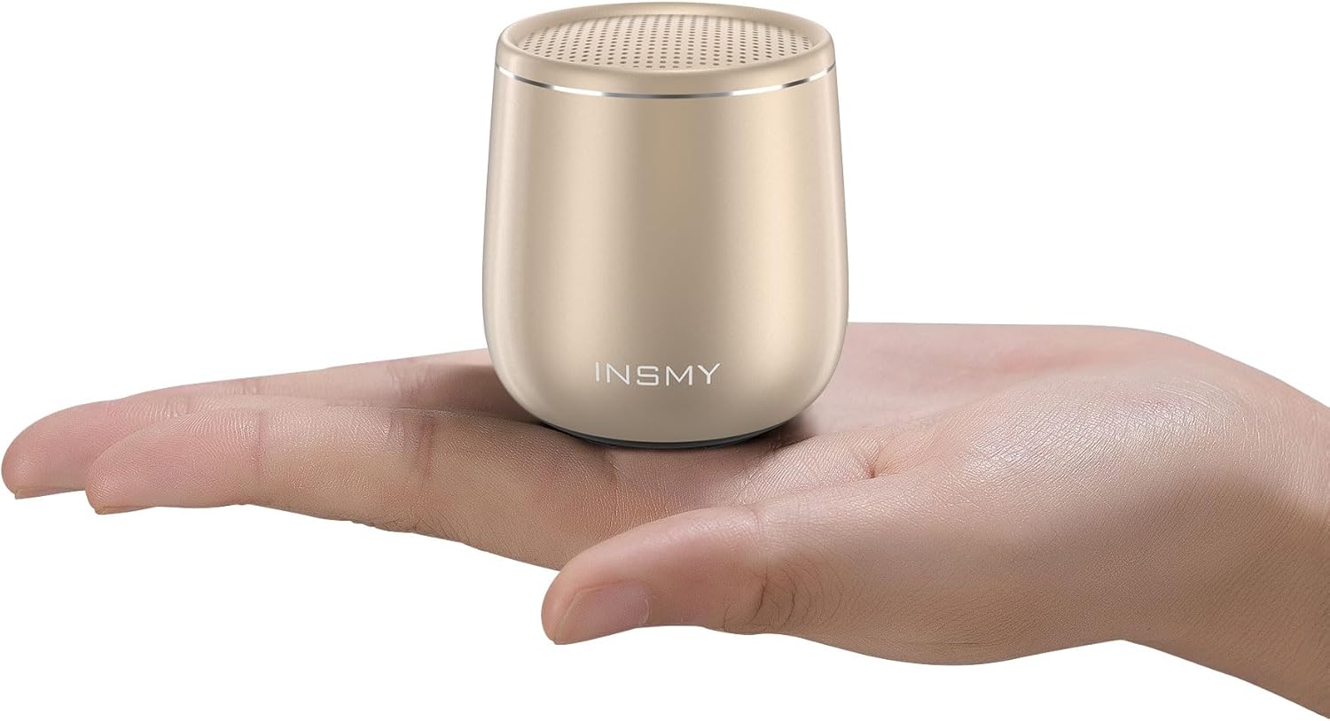 INSMY Small Bluetooth Speaker, Waterproof Mini Portable Wireless Speaker, Punchy Bass Rich Audio Stereo Pairing, Handheld Pocket Size,Built in Mic for Hiking Biking Gift Laptop Tablet (Gold)