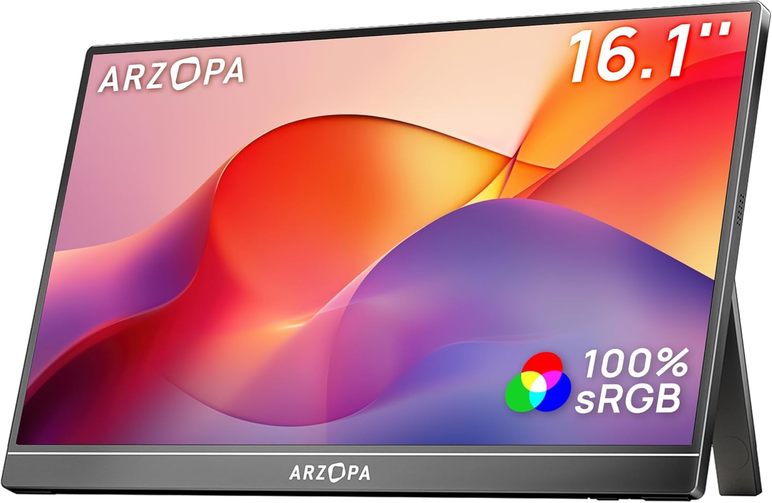 ARZOPA 16.1″ Portable Monitor, 100% sRGB FHD 1080P Kickstand Portable Laptop Monitor High Color Gamut Display IPS Eye Care Screen for High-end Office & Entertainment -Z1C