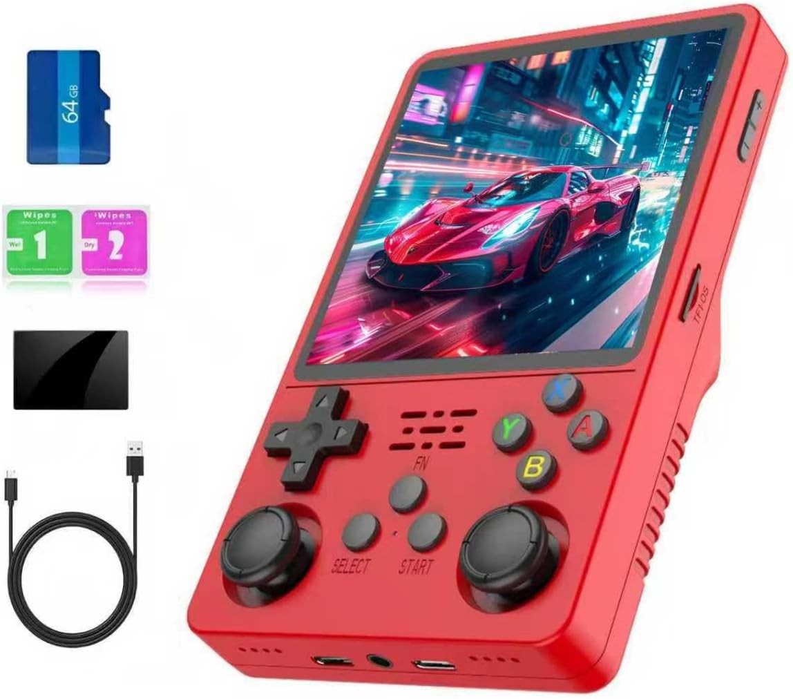 R36Plus Retro Handheld Game Console 4.0″ IPS Screen,Portable ,15,000+ Games/ 26+ Emulators ,Hand held Video Game for Adults ,MP4 Player (Red)