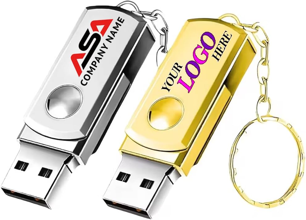 Custom Swivel Metal USB 2.0 Flash Drive 32GB, 1000Pcs Personalized High-Speed Memory Sticks with Printed Logo/Text, Bulk Promotional Thumb Drives for Company AD/Education/Wedding/Corporate Events