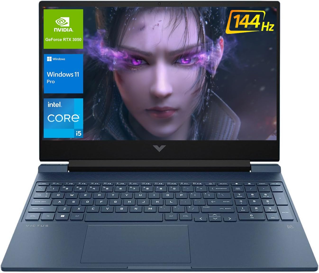 HP Victus 15.6 i5 Premium Gaming Laptop, 15.6″ FHD 1920*1080 144Hz, Intel Core i5-12450H, NVIDIA GeForce RTX 3050, 32GB RAM, 1TB SSD, Backlit KB, Touchpad, SD Card Reader, HDMI, Wi-Fi 6, W11 P, Blue