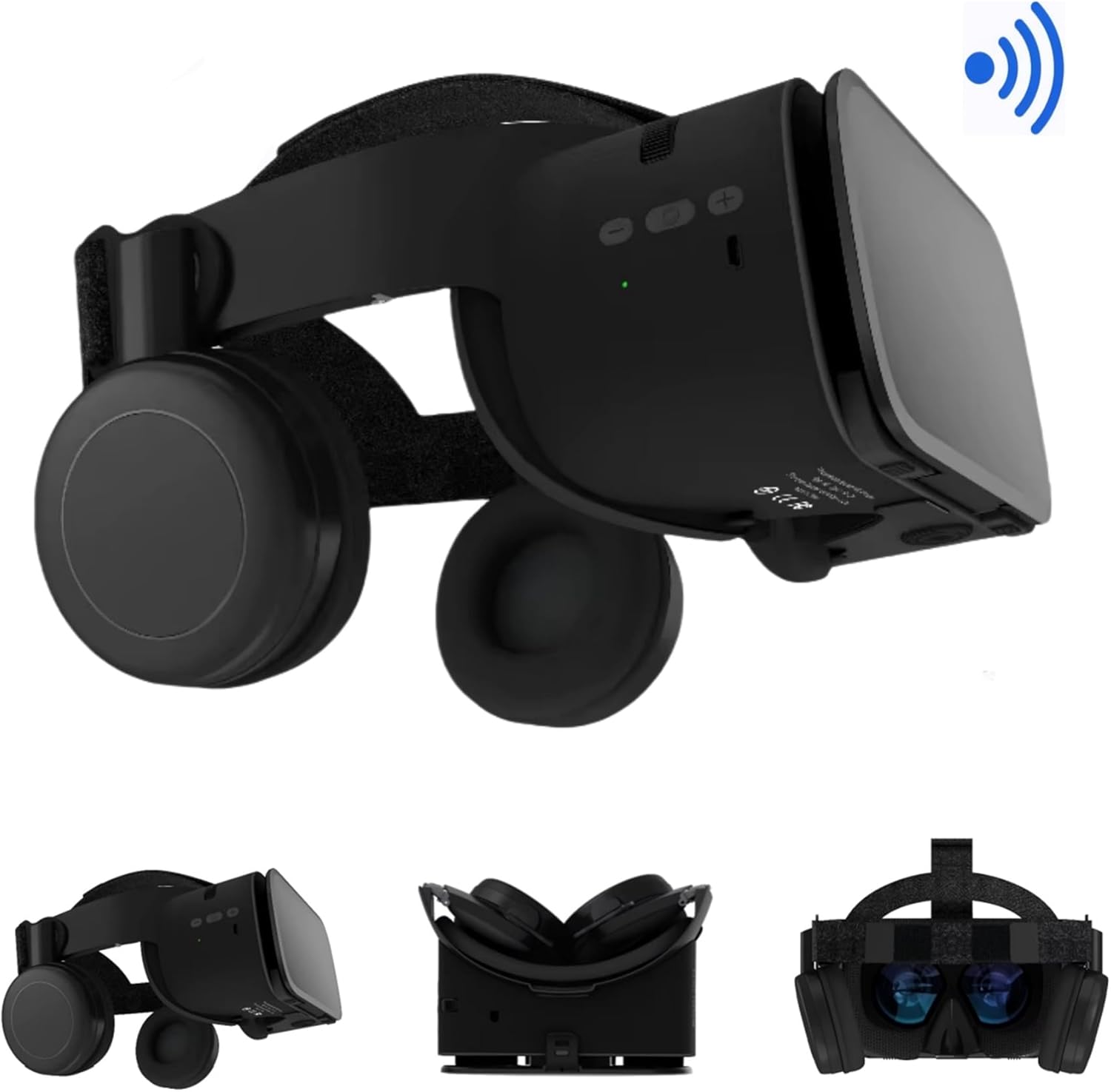 3D Virtual Reality Headset for Adults and Kids 3D VR Games Movies Play, Wireless VR Glasses for iPhone and Android Phones, Foldable VR Goggles with Bluetooth Headphones, Black