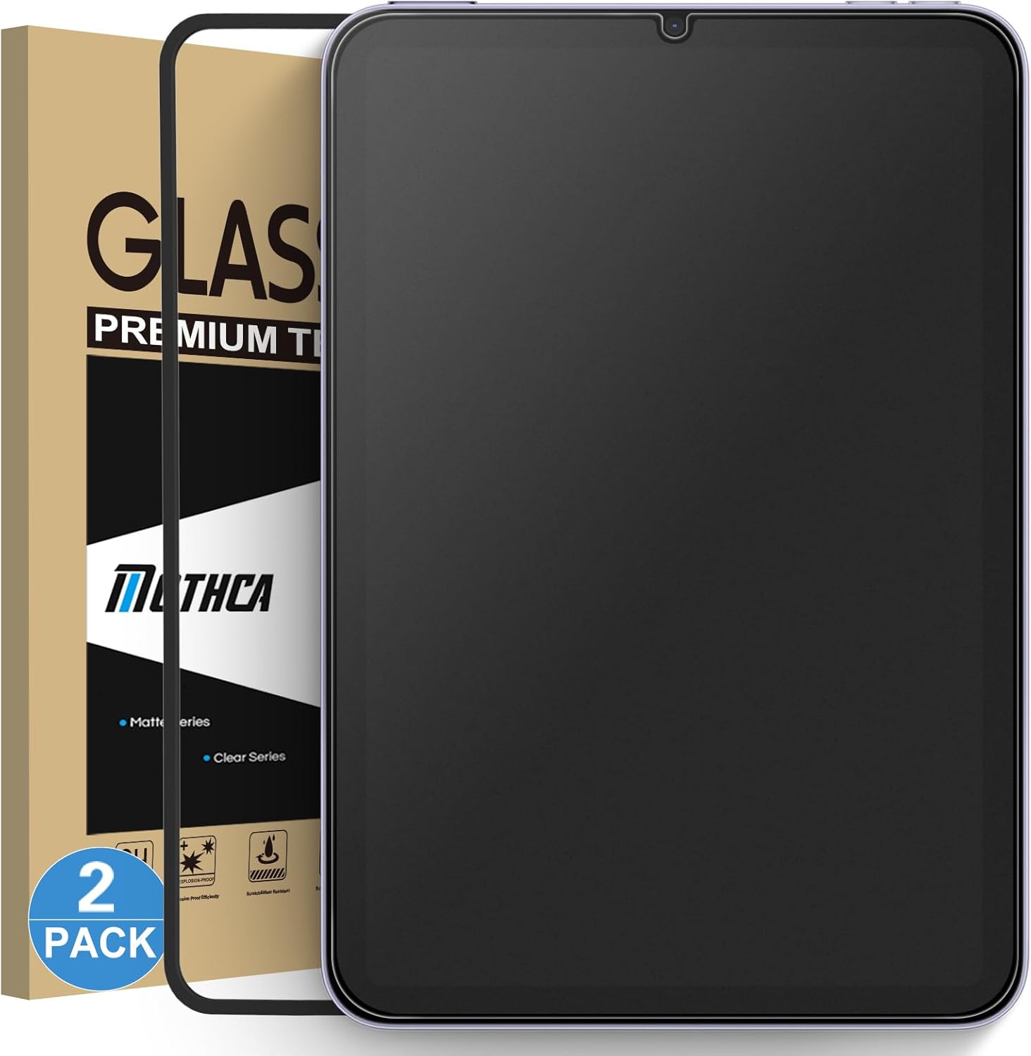 Mothca 2 Pack Matte Glass Screen Protector for iPad Mini 8.3” A17 Pro (2024) & Mini 6 (2021) with Alignment Frame, Anti-Glare & Anti-Fingerprint Tempered Glass Film for iPad Mini 7/6, Smooth as Silk